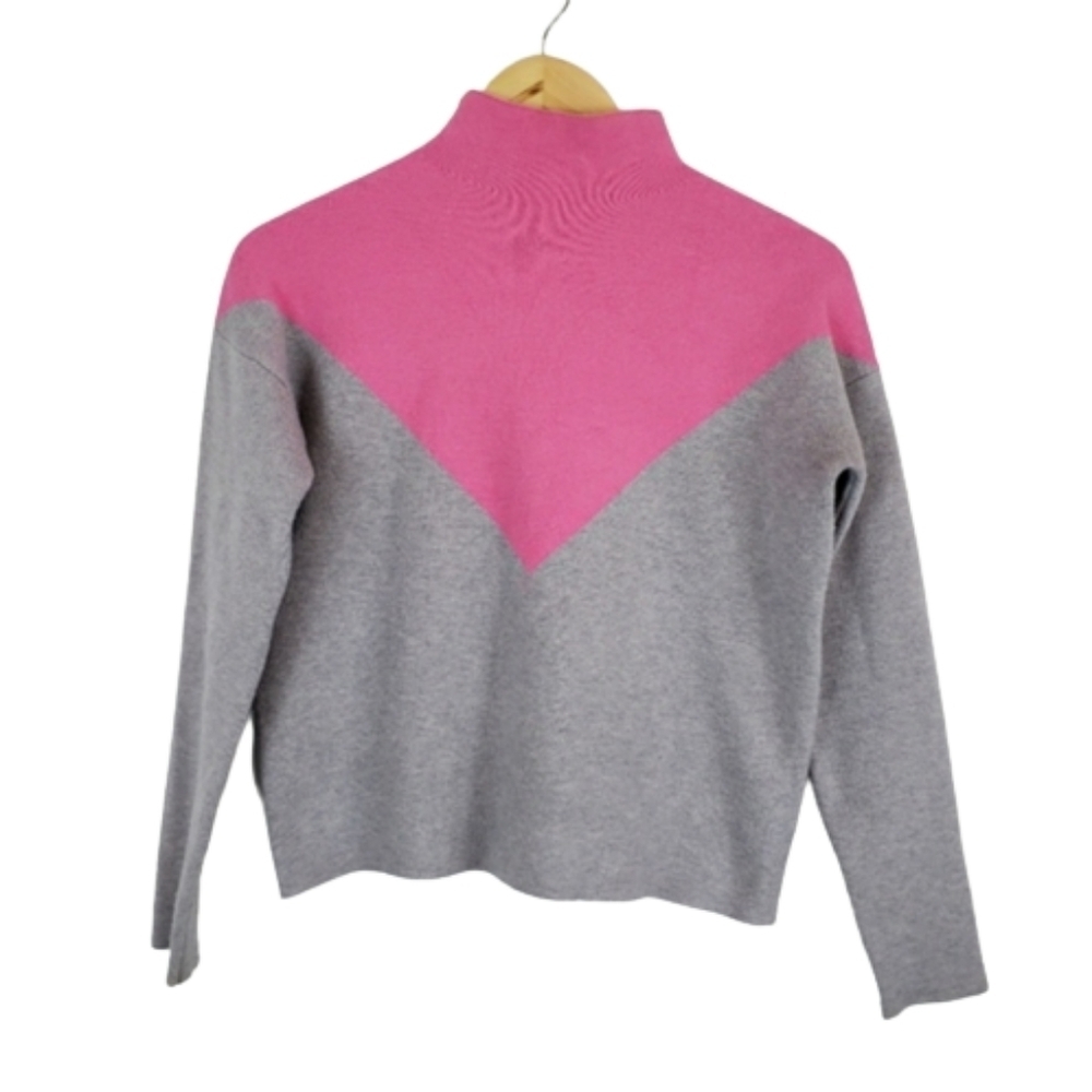 Cynthia Rowley pink & gray turtleneck knit sweater